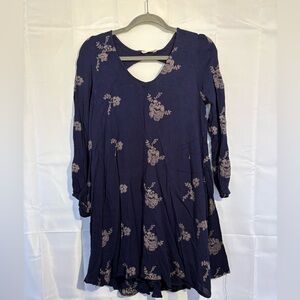 Altar’d State Navy Long-Sleeve Dress with Pockets and Open Back - Size M